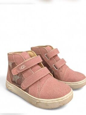 UGG Kids Size 11 Dusty Pink High-Top Double Velcro Sneakers